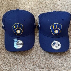 NWT New Era Youth 2023 Postseason Milwaukee Brewers 9Forty Adjustable Hat, navy